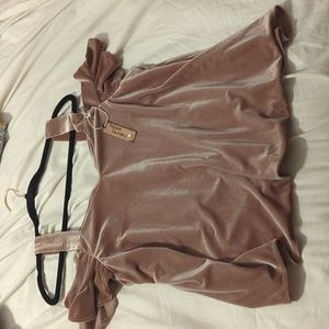 *NEW* Velvet pink blouse cold shoulder